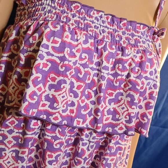 Joe Boxer 3 Tier Ruffle Purple Kaleidoscope Tub Top - Picture 3 of 10